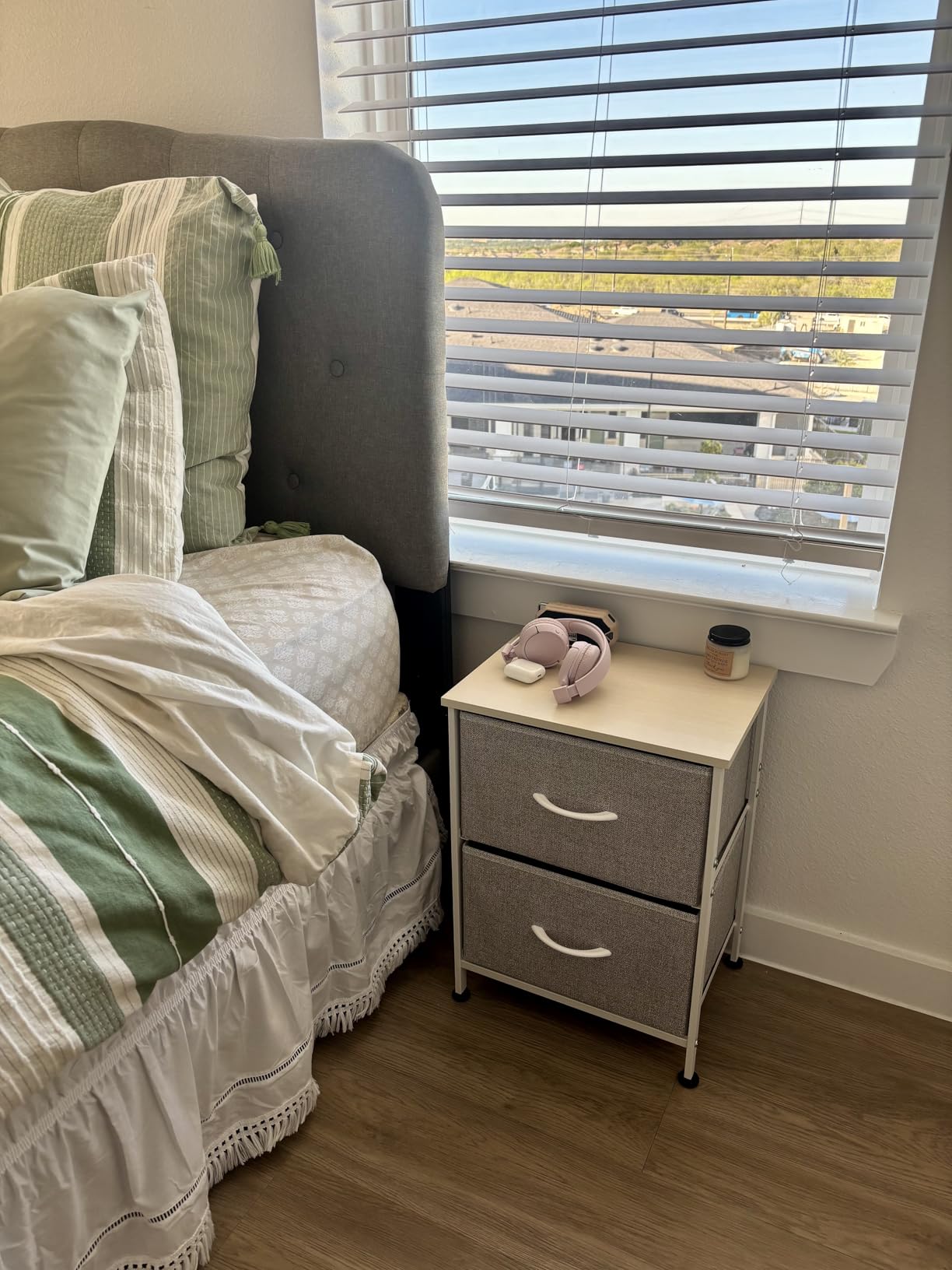 WLIVE Night Stand, Small Dresser with 2 Drawers & Wooden Top, Nightstand with Fabric Bins, Bedside Table End Table for Bedroom, Closet, Entryway, College Dorm, Rustic Brown customer photo 2