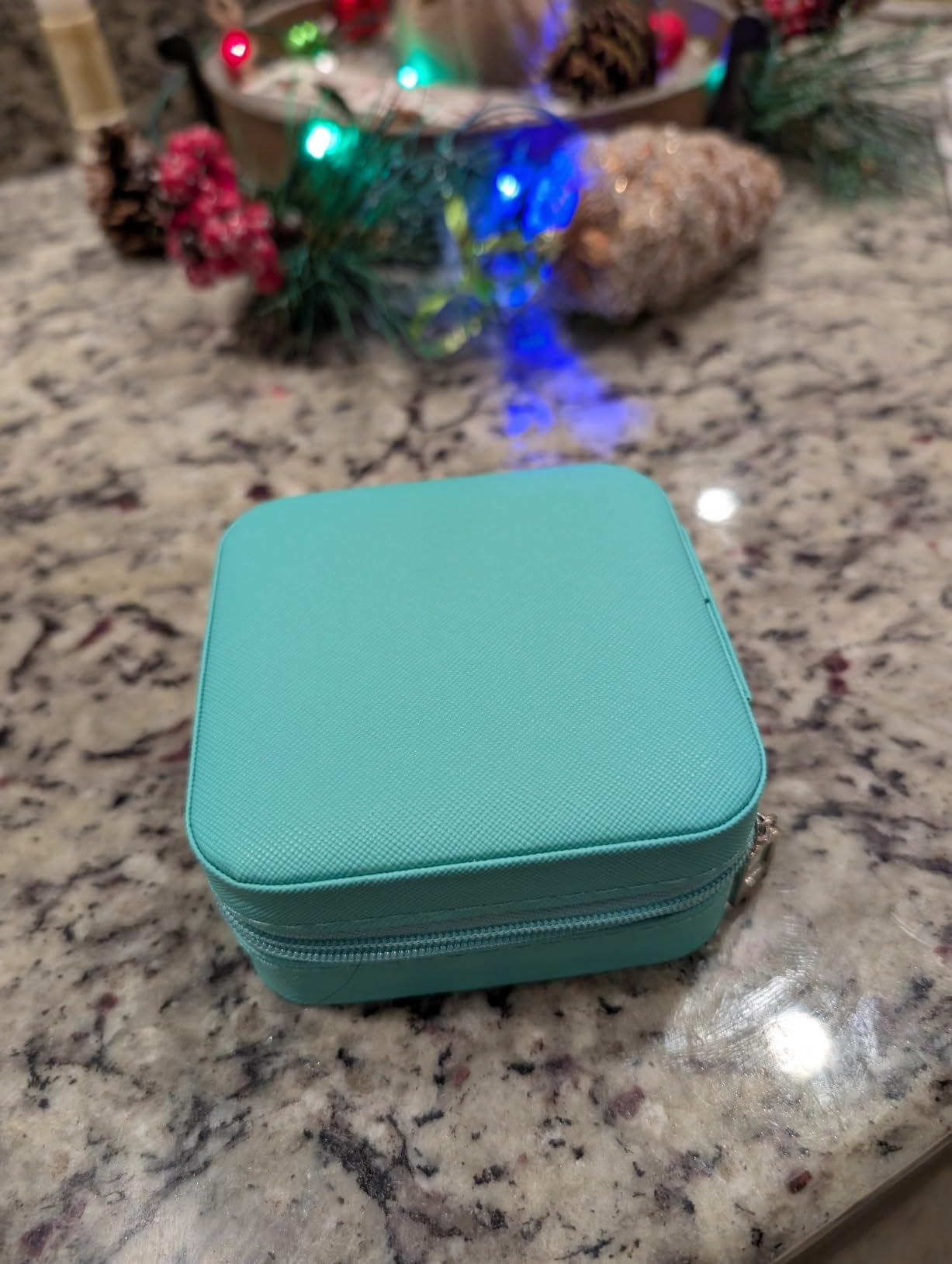 TRODANCE Mini Jewelry Travel Case, Small Portable Jewellry Organizer Box Portable Display Storage Box for Rings Earrings Necklaces, Gifts for Girl, Women, Wedding, Birthday, Mom, Mother's Day (Blue) customer photo 1