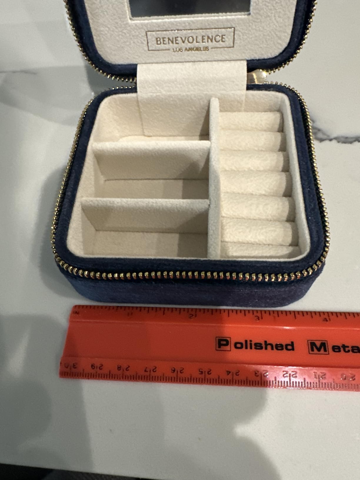 Benevolence LA Featured in Oprah's Favorite Things Plush Velvet Travel Jewelry Box - Jewelry Organizer Case with Mirror - Birthday Gifts for Women - Navy Blue customer photo 1