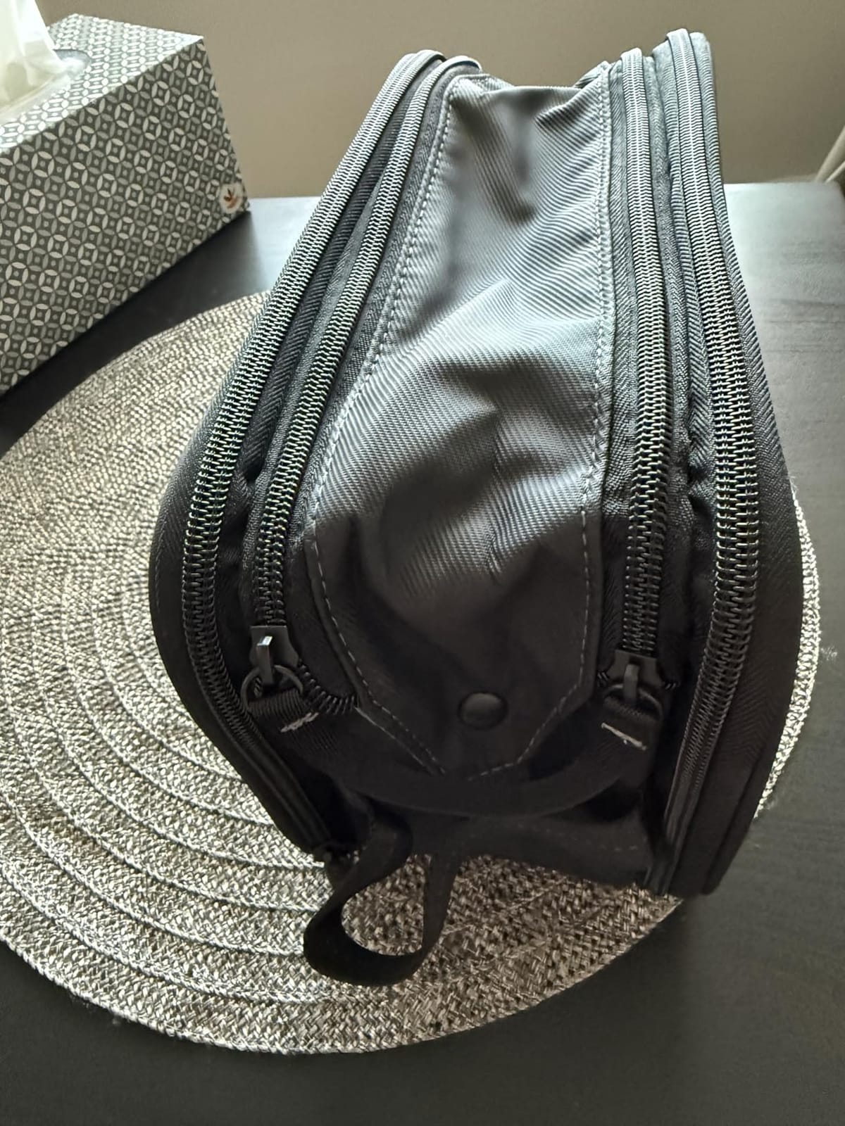 ZEEMO Travel Toiletry Bag for Men, Full Open Dopp Kit with Dual Compartment | Double-sided storage and water-resistant fabric, Black, Medium customer photo 2