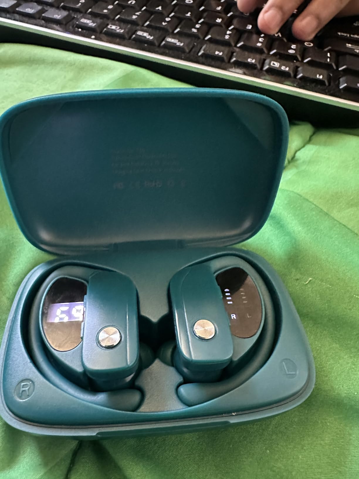 Wireless Earbuds Bluetooth Headphones Over Ear Hooks Ear Buds with 80H Playtime, LED Power Display, Dual Mic Clear Calls, Sports Wireless Ear Buds Bluetooth Earbuds for Running Gym Workout Black customer photo 2