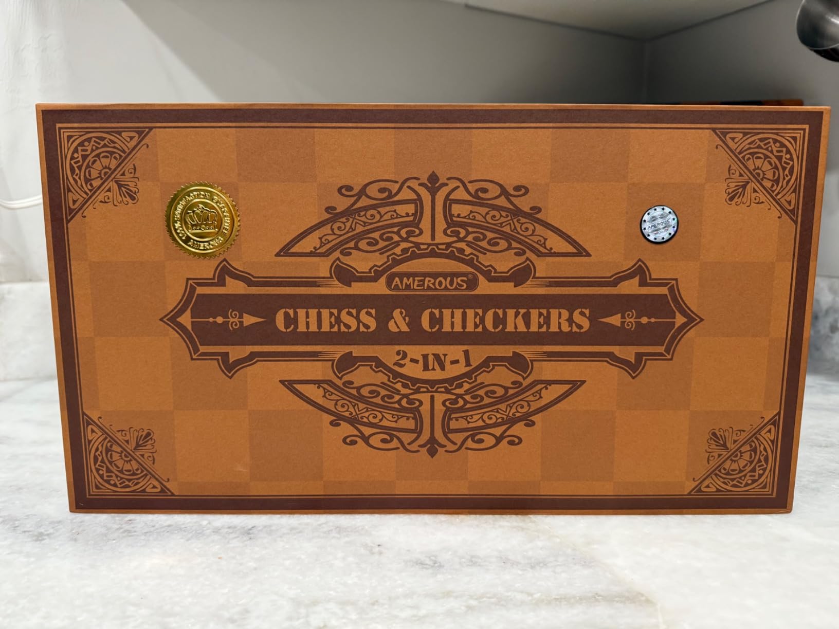 AMEROUS Magnetic Wooden Chess and Checkers Game Set, 15 Inches (2 in 1) Chess Board Games, 2 Extra Queens - Gift Package customer photo 2
