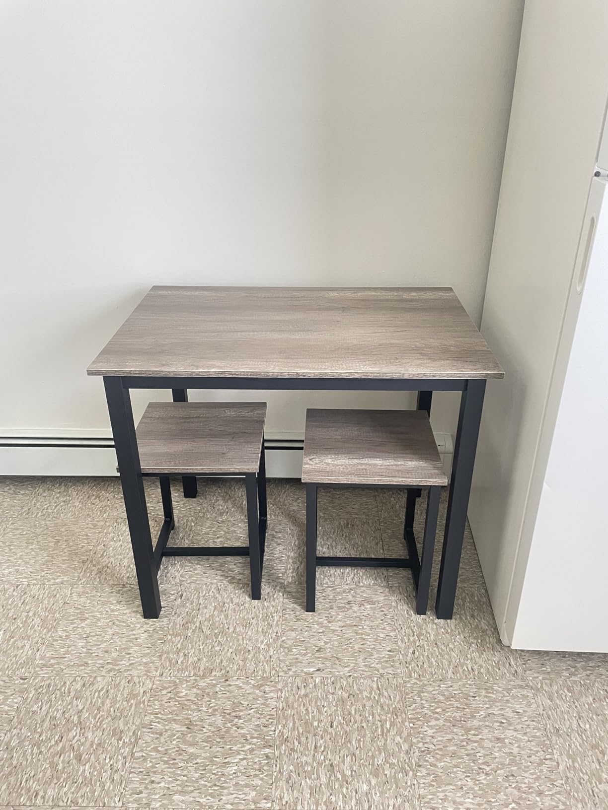 Yaheetech Small Dining Table Set for 4, Space Saving Table and Chairs, Gray | Small Dining Table for 4 with Nesting Stools, 5 Piece Dining Table Set with Iron Frame for Kitchen/Dining Room/Apartment customer photo 1
