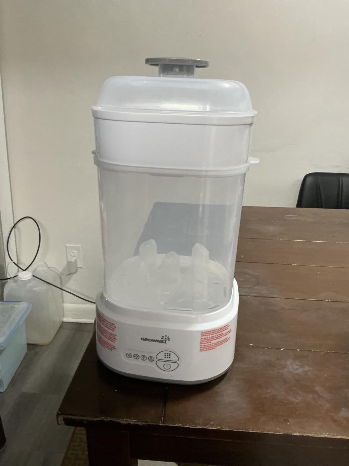 Grownsy Compact Baby Bottle Sterilizer and Dryer with Fast Sanitization | Time Saving, Holds 5 Bottles & Pump Parts, 3 Modular Modes, Easy Operation, Sterile Storage for Home & Travel Use, Grey customer photo 2