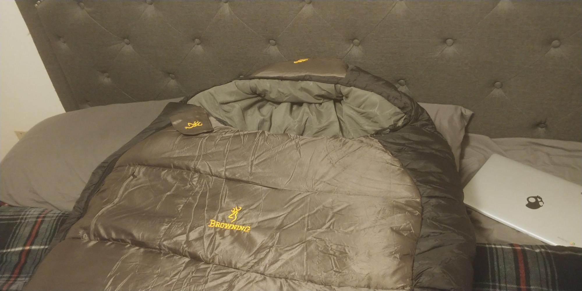Browning McKinley -30° Sleeping Bag - Oversize Insulated Hooded Rectangle Made with Ripstop Outer and Brushed Polyester Liner, with Compression Stuff Sack, Charcoal/Gray customer photo 2