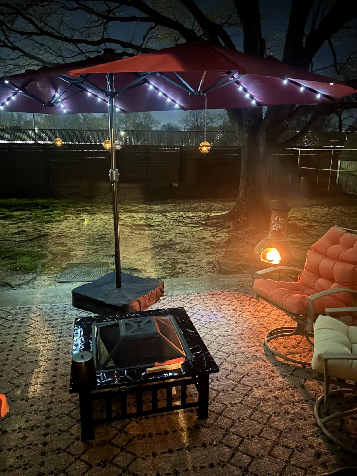 Devoko Outdoor Fire Pit, 32 Inch Firepit Table Metal Outdoor Fireplaces | with Waterproof Cover for Outside Patio Camping (Black) customer photo 1