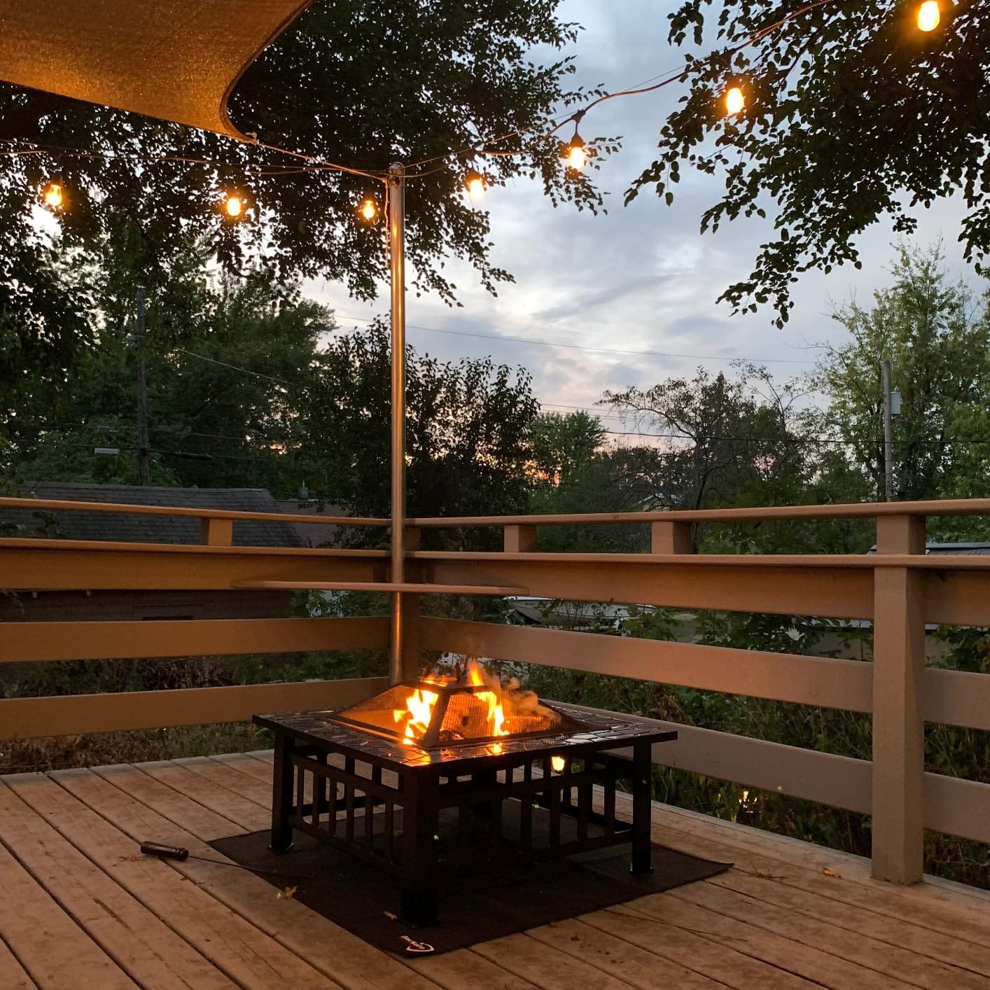Devoko Outdoor Fire Pit, 32 Inch Firepit Table Metal Outdoor Fireplaces | with Waterproof Cover for Outside Patio Camping (Black) customer photo 2