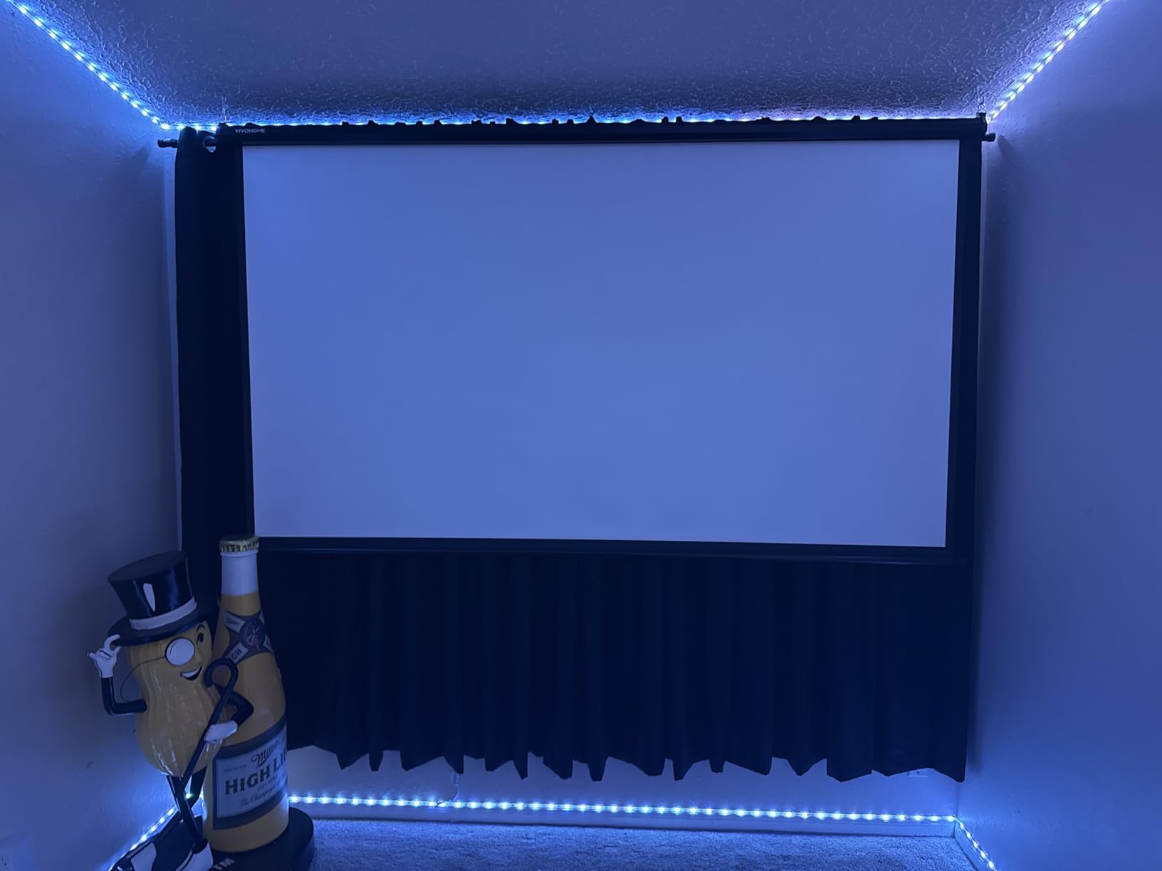 VIVOHOME 120 Inch 1:1 Pull Down Projector Screen, Black | Manual Retractable 4K Projection Screen for Home Theater, Roll Up ALR Movie Screen for Ceiling and Wall Mount customer photo 1