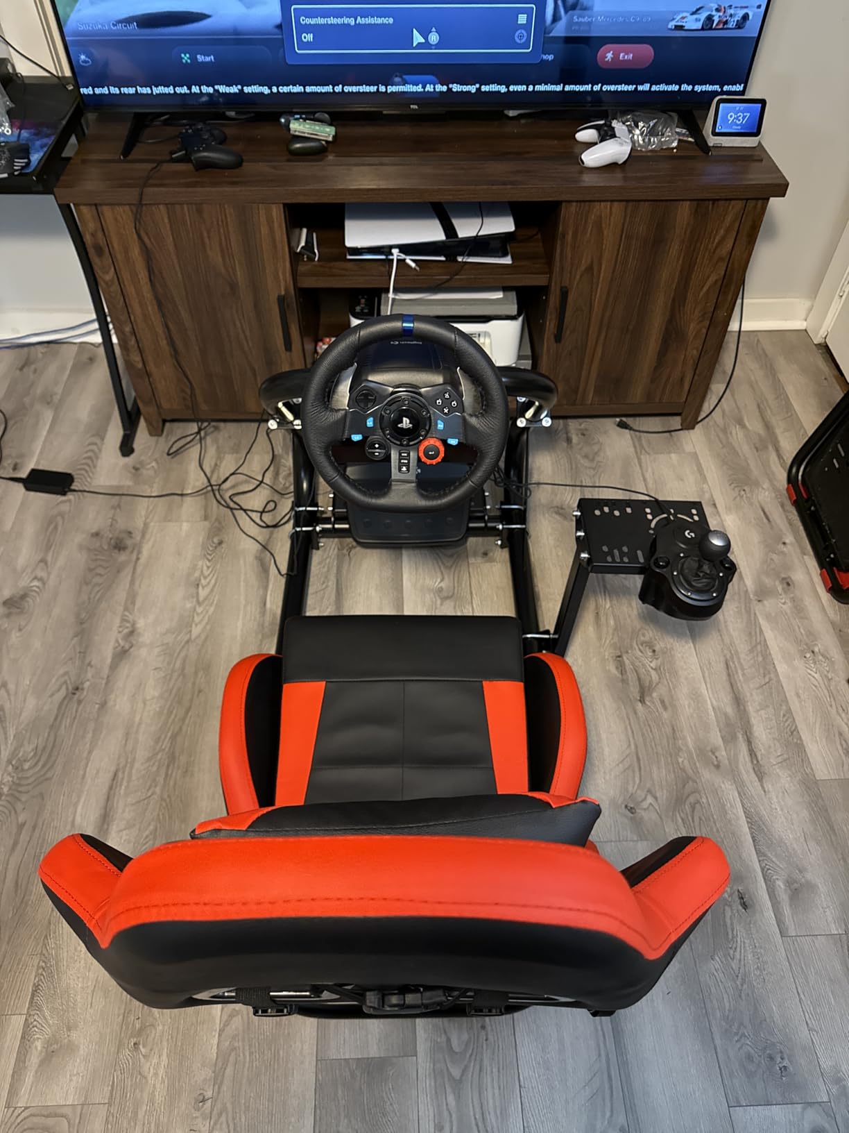 Marada Racing Simulator Cockpit with Red Seat Fit for 12Nm Direct Drive | Fit for Logitech/Thrustmaster/Moza/Fanatec, 50mm Large Round Tube Professional Sim Rig, Wheel Pedal Handbrake not Included customer photo 2