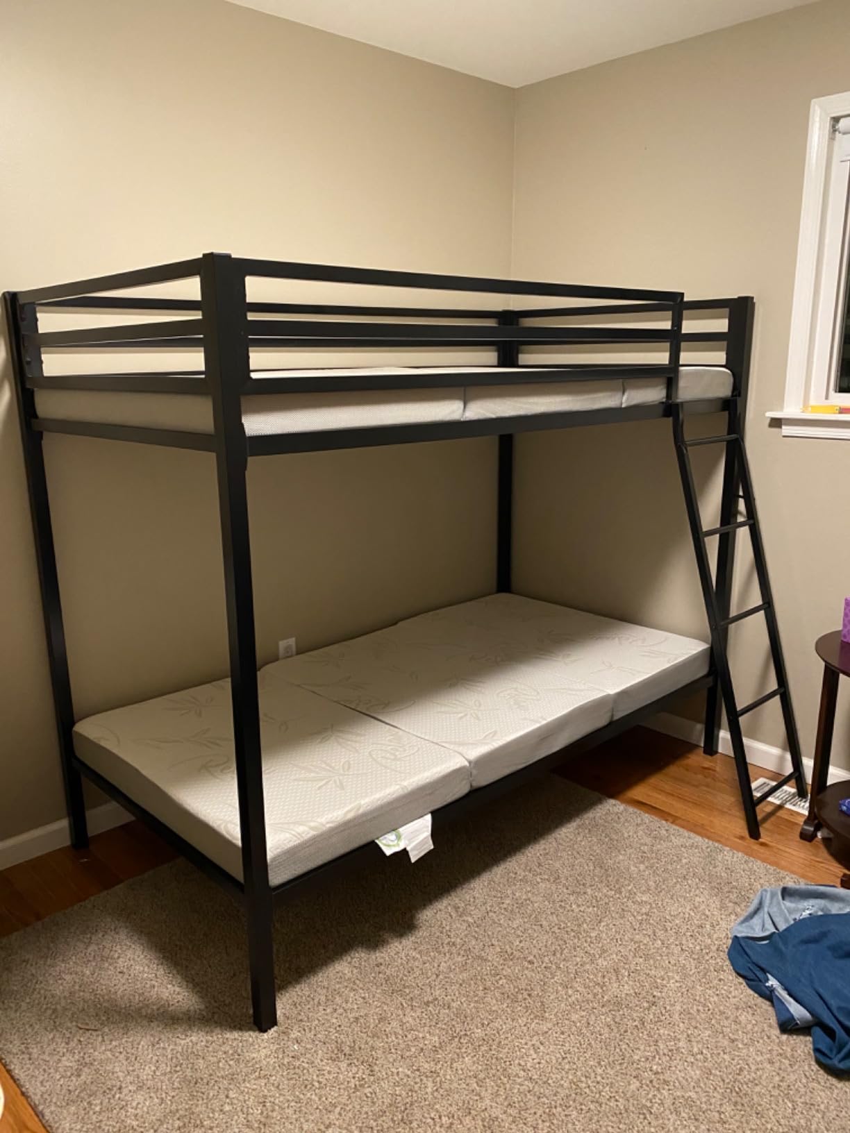 SHA CERLIN Bunk Bed Twin Over Twin Size with Ladder and Guardrail, Black | Heavy Duty, Metal Slats Support, No Box Spring Needed, Small Space Saving Furniture for Bedroom Dorm customer photo 2