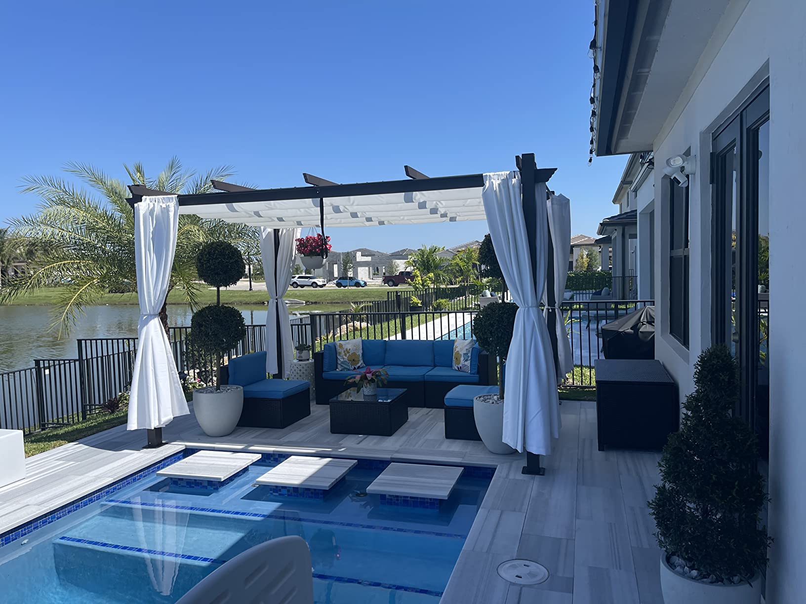 PURPLE LEAF Outdoor Pergola 10' x 13' with Retractable Metal Canopy, Grey | UV fabric for long use, Powder coat, Less upkeep, Flexible retractable canopy, Multiple color options customer photo 2