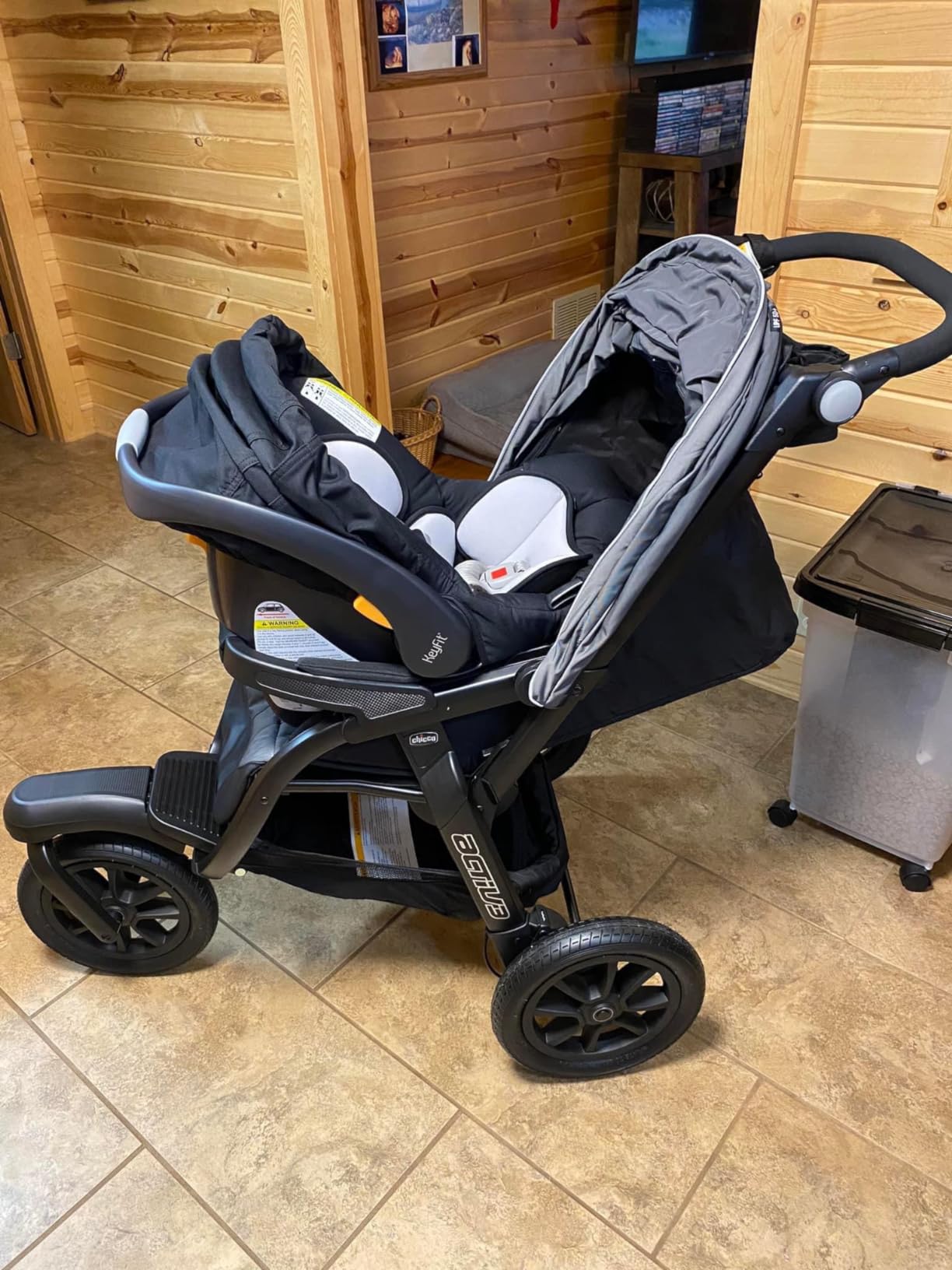 Chicco Activ3 Lightweight Baby Jogging Stroller, All-Terrain 3-Wheel | Eclipse/Grey, 80% polyester, 20% PVC, UPF 50+ canopy, FlexCore suspension, Chicco compatible, compact travel stroller customer photo 2