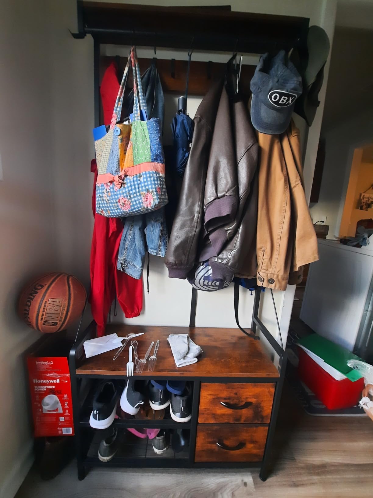 Lulive Hall Tree with Bench and Shoe Storage, 31.5