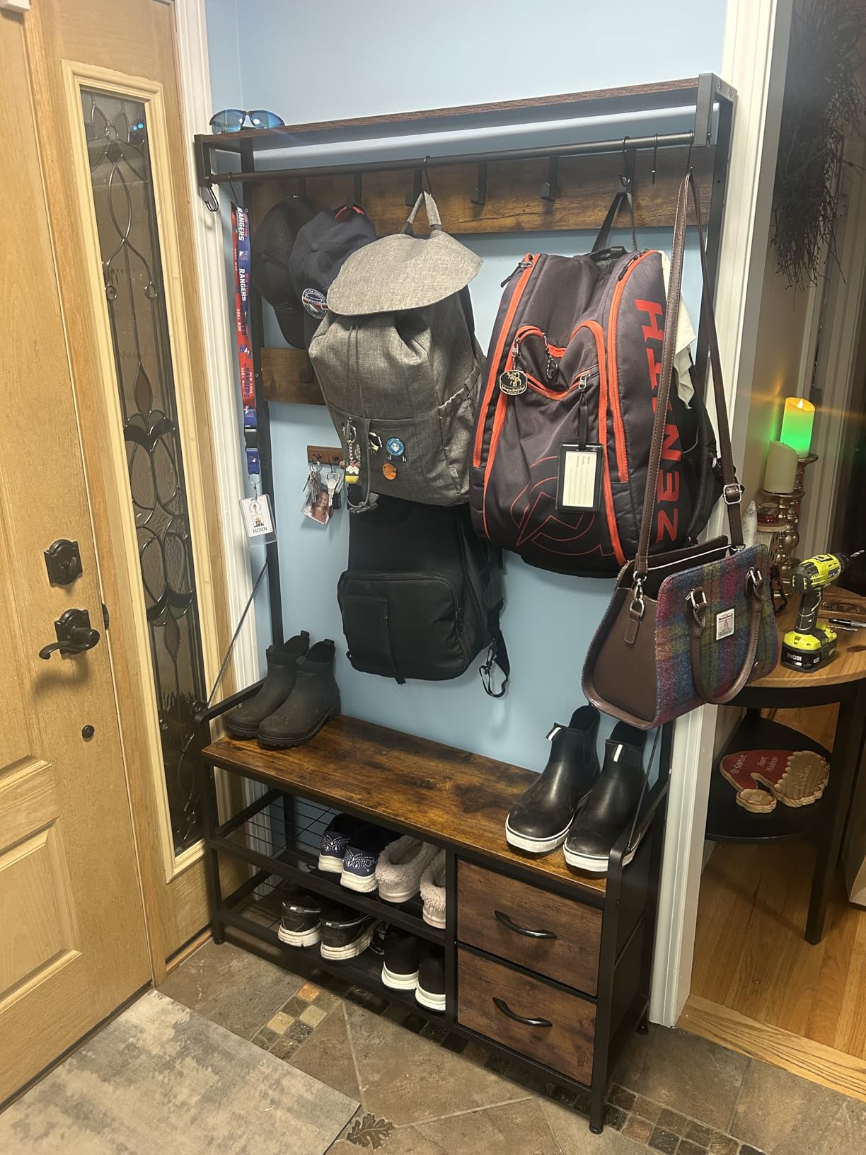Lulive Hall Tree with Bench and Shoe Storage, 31.5