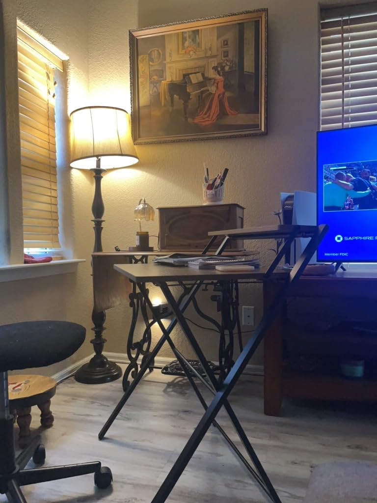 GreenForest Folding Desk No Assembly, Sturdy Computer Desk for Small Spaces | Portable Foldable Table for Laptop, 2-Tier Compact with Shelf, Space Saving for Home Office, Dorm, Apartment, 27.3