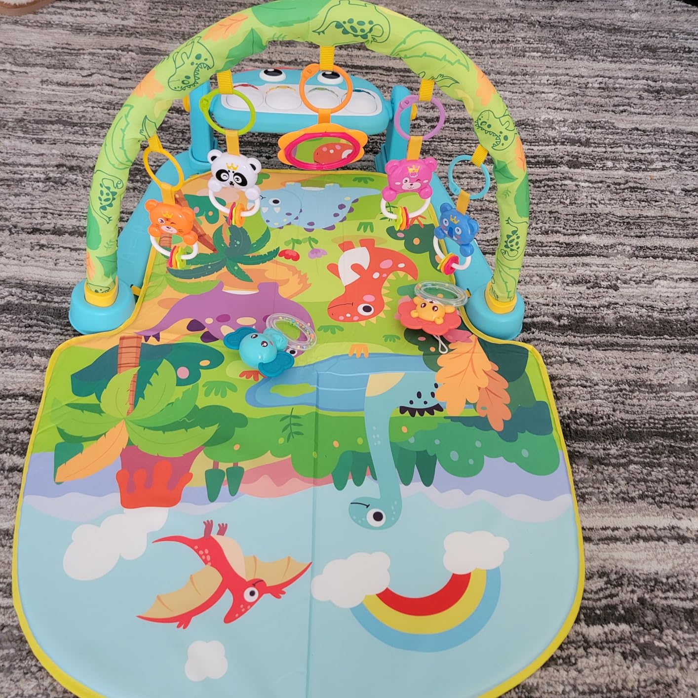 UMIKU Baby Gym Play Mat Baby Gifts Tummy Time Mat Activity Center, Dinosaur | Piano Music & Light Newborn Infant Gift For Babies 0 3 6 9 12 Months, Motor Skill & Sensory Development customer photo 2