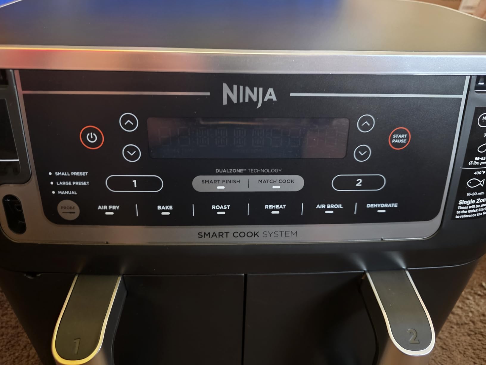 Ninja DZ550 Foodi 10 Quart 6-in-1 DualZone Smart XL Air Fryer with 2 Independent Baskets, Thermometer for Perfect Doneness, Match and Finish to Roast, Dehydrate and More, Black customer photo 1