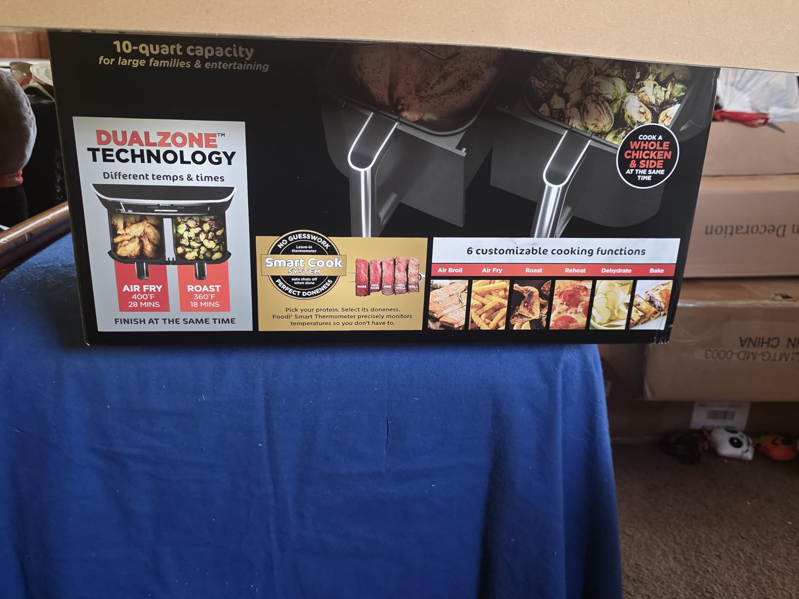 Ninja DZ550 Foodi 10 Quart 6-in-1 DualZone Smart XL Air Fryer with 2 Independent Baskets, Thermometer for Perfect Doneness, Match and Finish to Roast, Dehydrate and More, Black customer photo 2