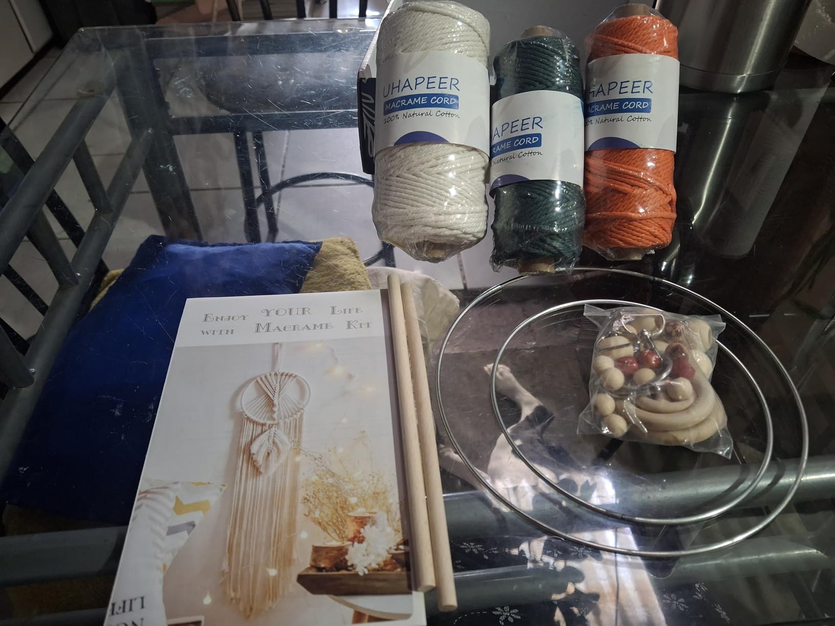 UHAPEER Macrame Kits for Adults Beginners with 656 Feet 3 mm Cotton Cord | DIY Macrame Plant Hanger Kit with Macrame Supplies and Instructions, Macrame Beads, Wooden Rings, Dream Catcher Rings customer photo 1