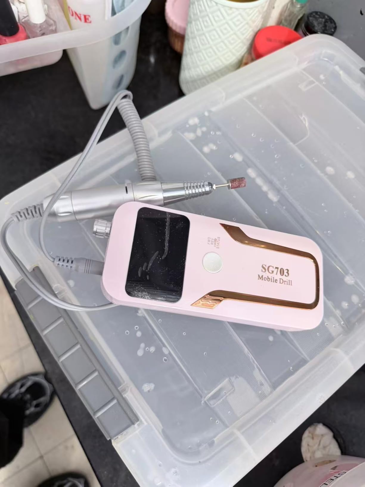 MOCOWIND Portable Nail Drill Professional 35000 RPM, Electric Nail E File | Rechargeable, Cordless for Acrylic Gel Polishing Removing, Nail Machine with Bits Kit for Manicure, Salon Home DIY Beginner customer photo 1