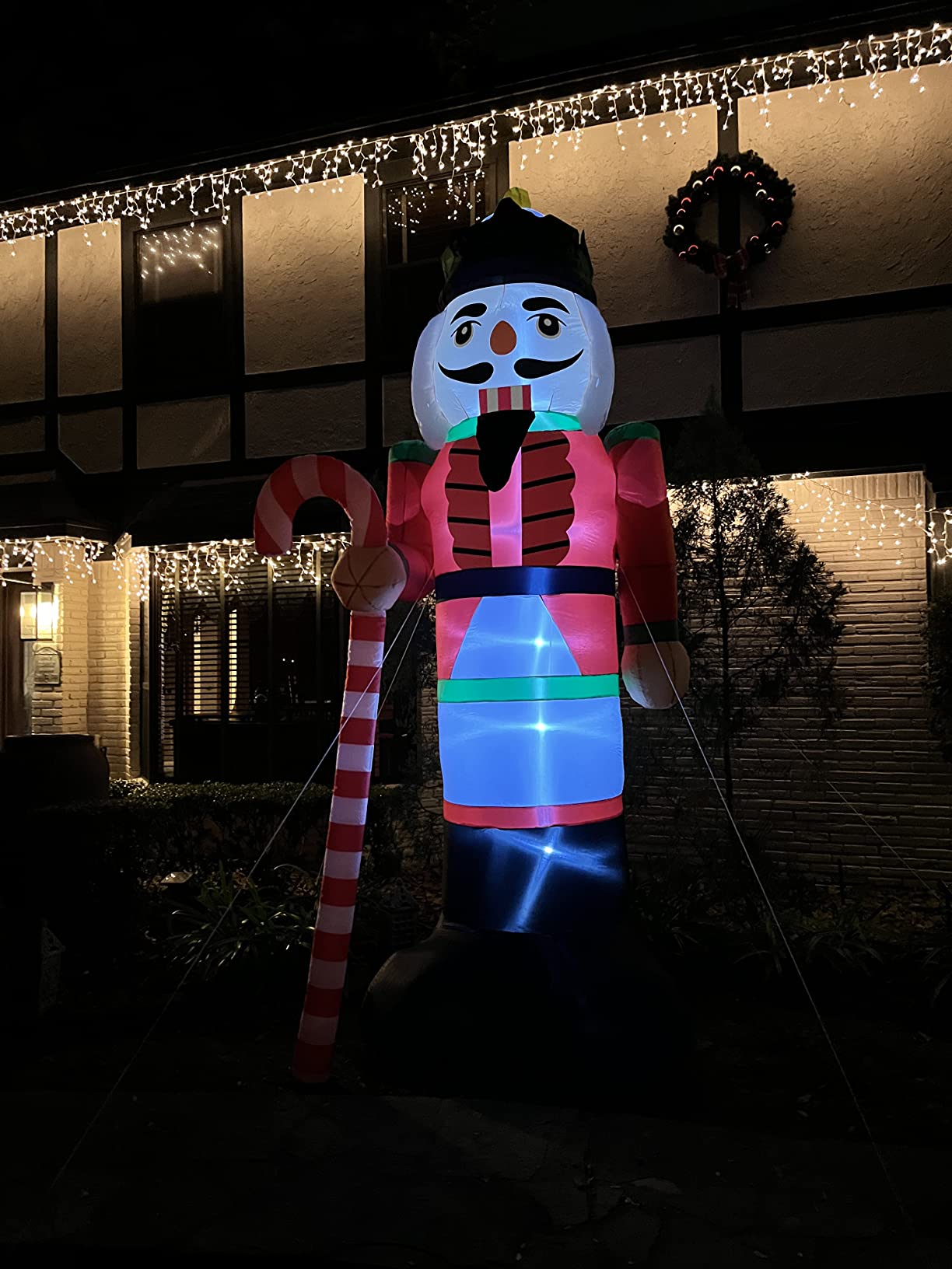 12 Ft by 5.9 Ft Christmas Inflatables Nutcracker Outdoor Decorations, Giant Christmas Blow up Hold Candy Cane Built in LED Lights, Xmas Inflatable Decor Holiday Party Yard Garden Lawn customer photo 2