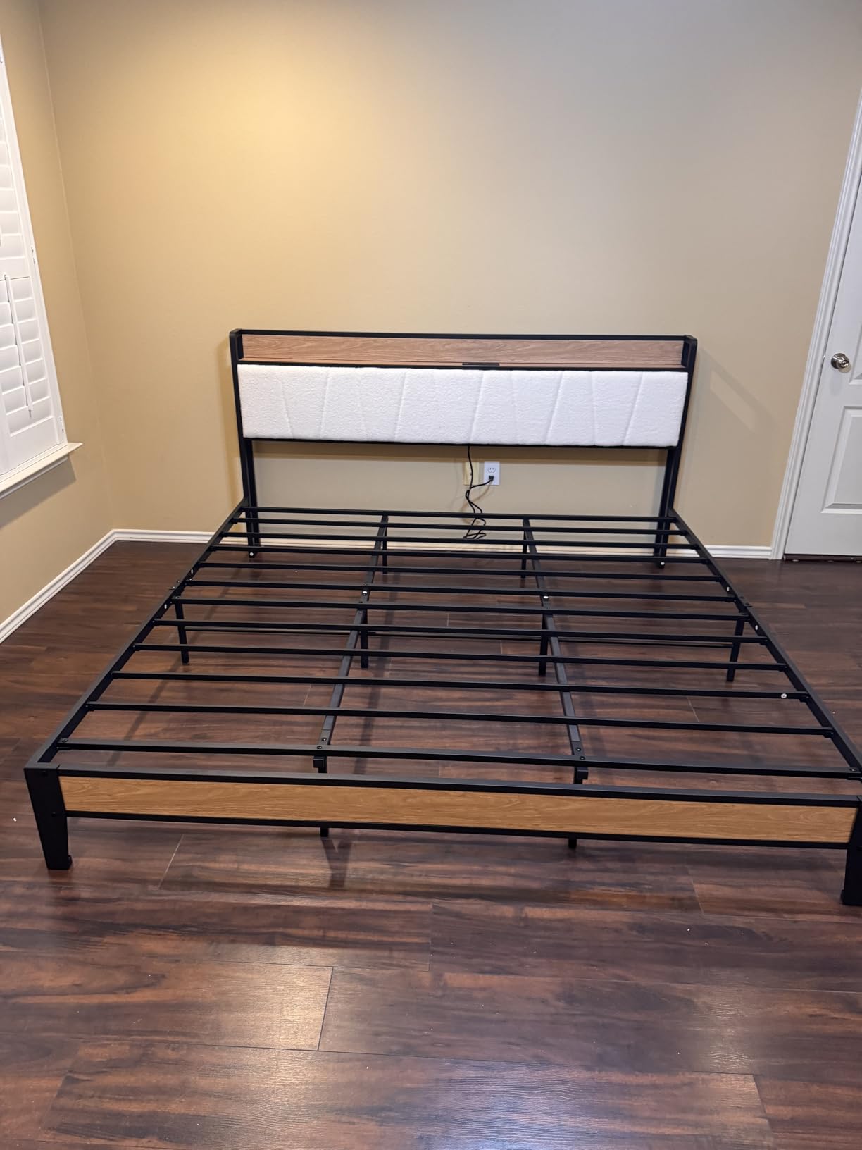 LIKIMIO King Size Bed Frame, Storage Headboard with Charging Station, Solid and Stable, Noise Free, No Box Spring Needed, Easy Assembly customer photo 2