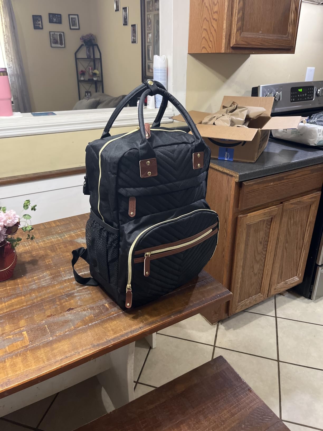 Tenot Diaper Bag Backpack for Women with Insulated Pockets Black | Large Capacity, Multifunctional, Waterproof, Travel Baby Diaper Bags for Mom, Dad, Baby Girl Boy customer photo 2