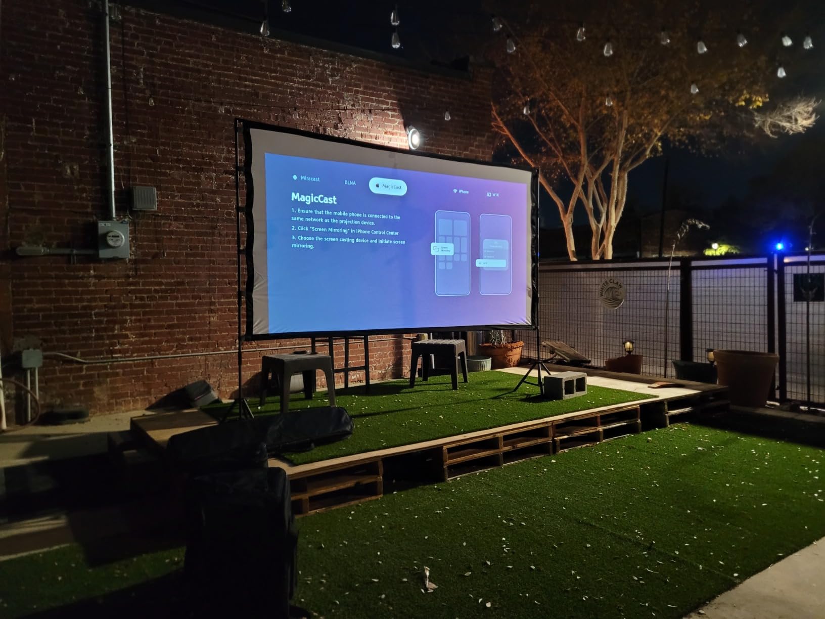 120 Inch Projector Screen with Stand for TOWOND Outdoor 4K Backyard Movies | Lightweight 19mm tripod, front/rear 16:9 screen and carry bag for backyard movie nights, camping and indoor use. customer photo 2