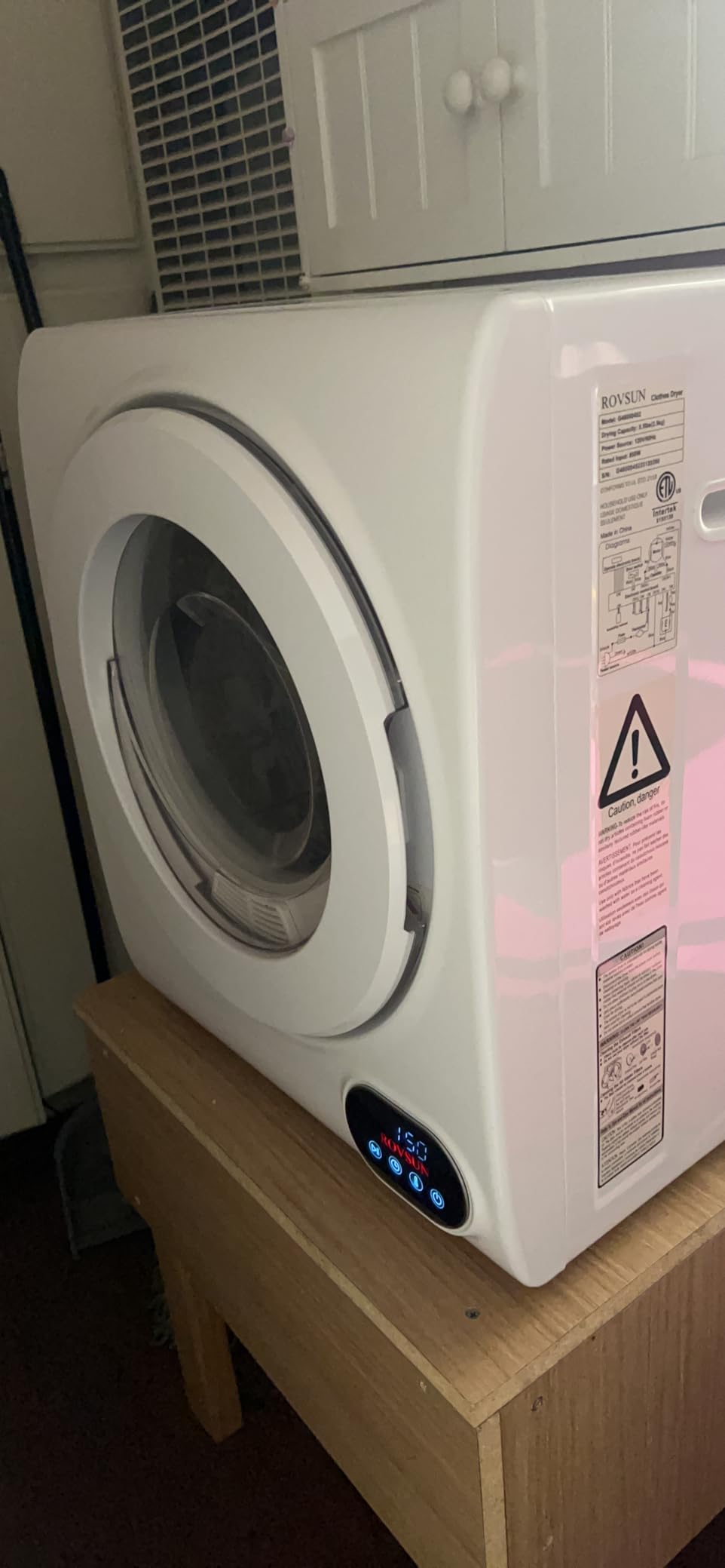 ROVSUN Portable Clothes Dryer, 110V 850W High End Front Load Laundry Tumble Dryer, 1.5 cu.ft Electric Dryer with Stainless Steel Tub & LCD Touch Panel for Apartment, Dorm customer photo 1