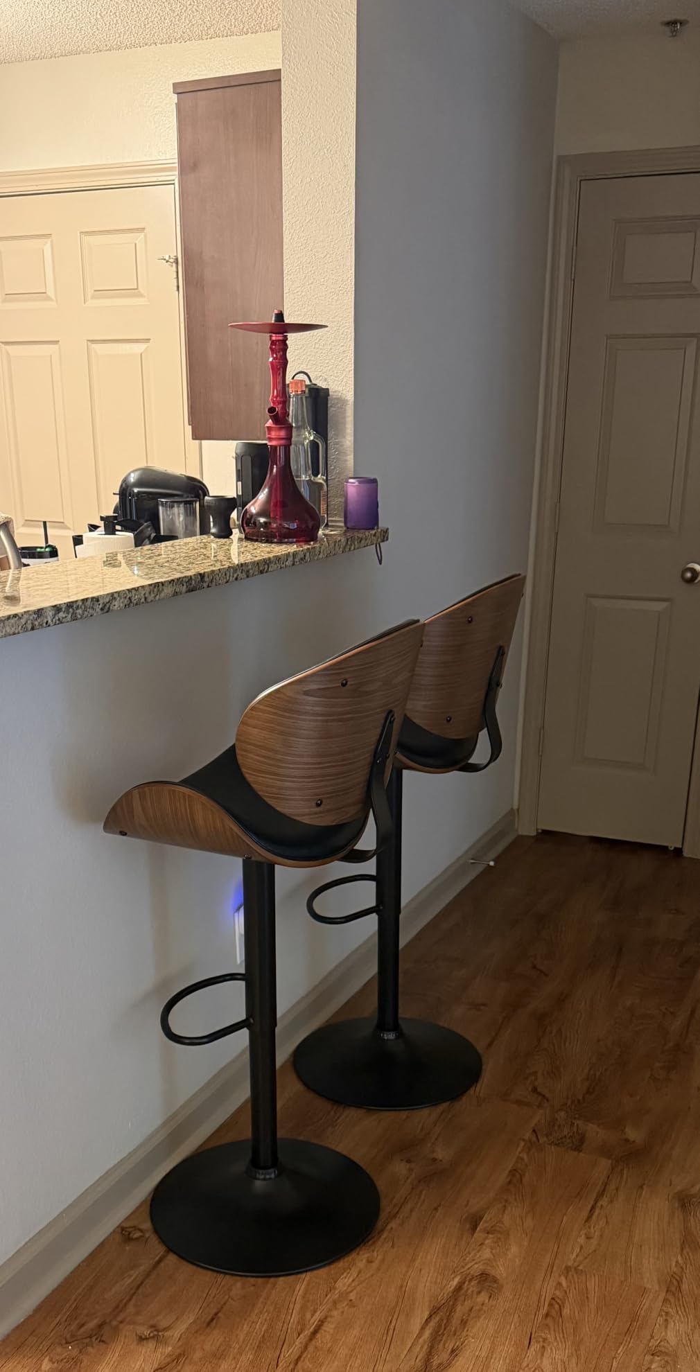 YaFiti Swivel Bar Stools Set of 2, Bar Stools for Kitchen Counter, Black | Modern PU Leather Upholstered Bar Chair with Back and Footrest, for Bar, Kitchen, Dining Room customer photo 2