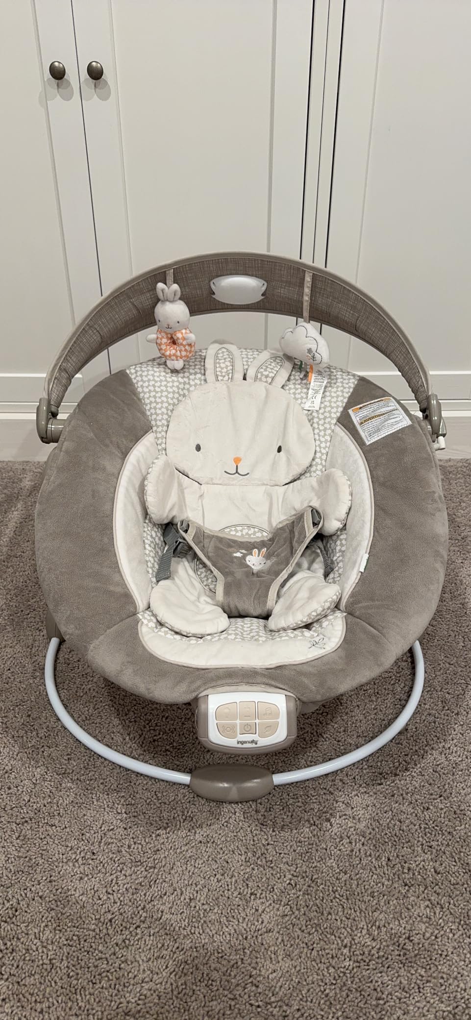 Ingenuity InLighten Baby Bouncer Seat with Light Up Toy Bar and Bear Tummy Time Pillow Mat - Nate, Newborn and up customer photo 1