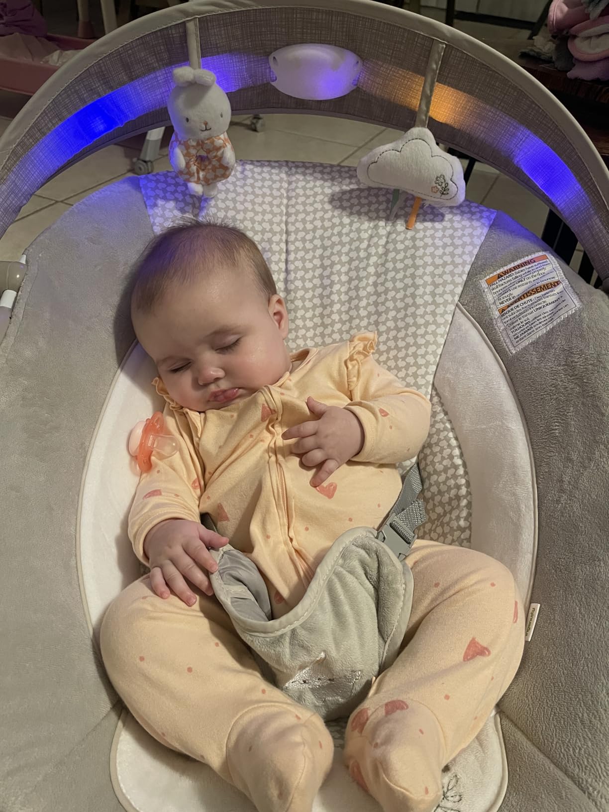 Ingenuity InLighten Baby Bouncer Seat with Light Up Toy Bar and Bear Tummy Time Pillow Mat - Nate, Newborn and up customer photo 2
