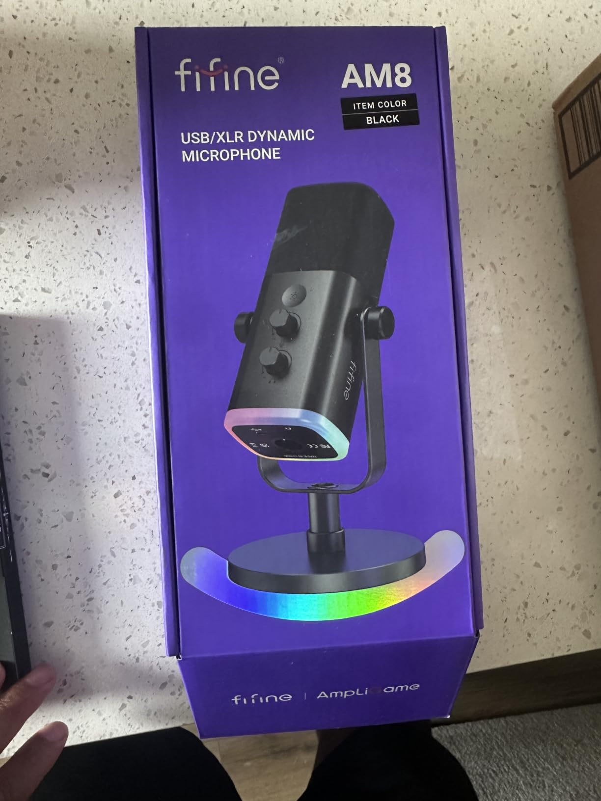 FIFINE AmpliGame AM8 USB/XLR Dynamic Microphone for Gaming Streaming | Podcast Mic with RGB Light, Mute Button, Headphones Jack, Desktop Stand, for Vocal Recording Singing YouTube customer photo 1