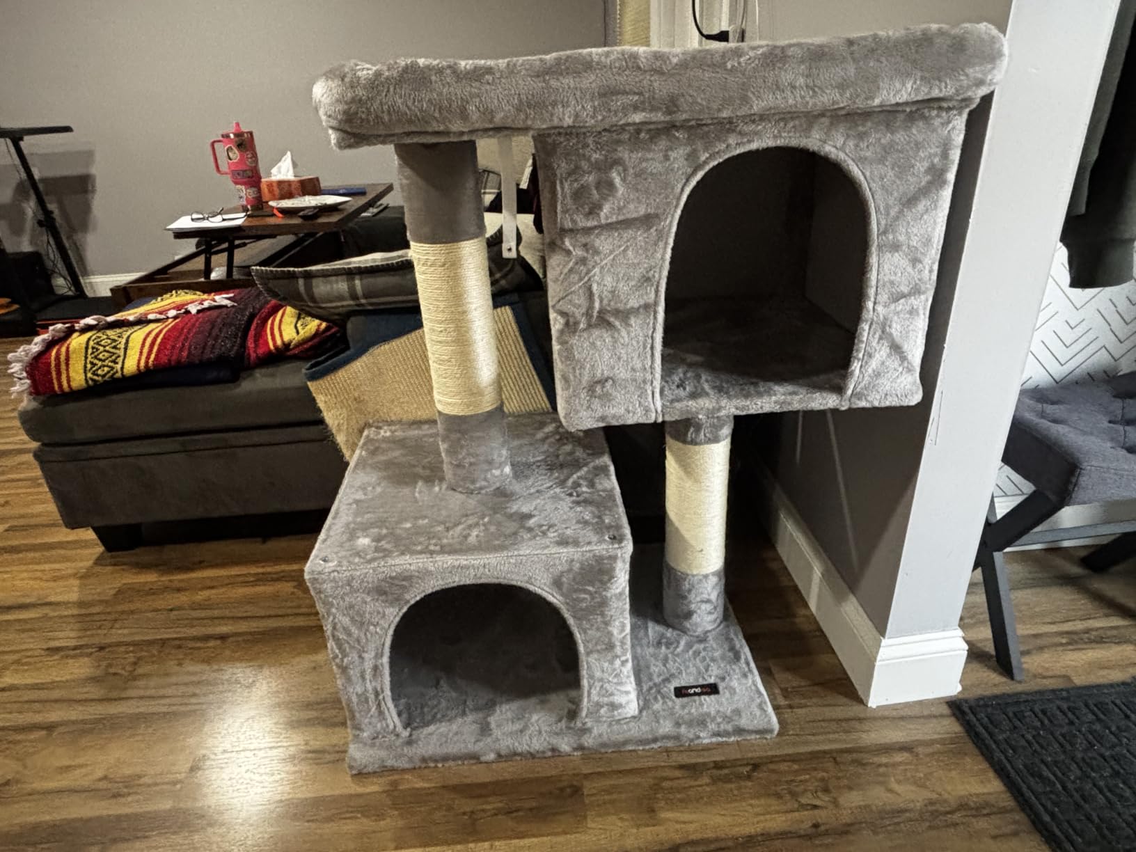 Feandrea Cat Tree, 26.4-Inch Small Cat Tower, Cute Plush Condo, Light Gray customer photo 1