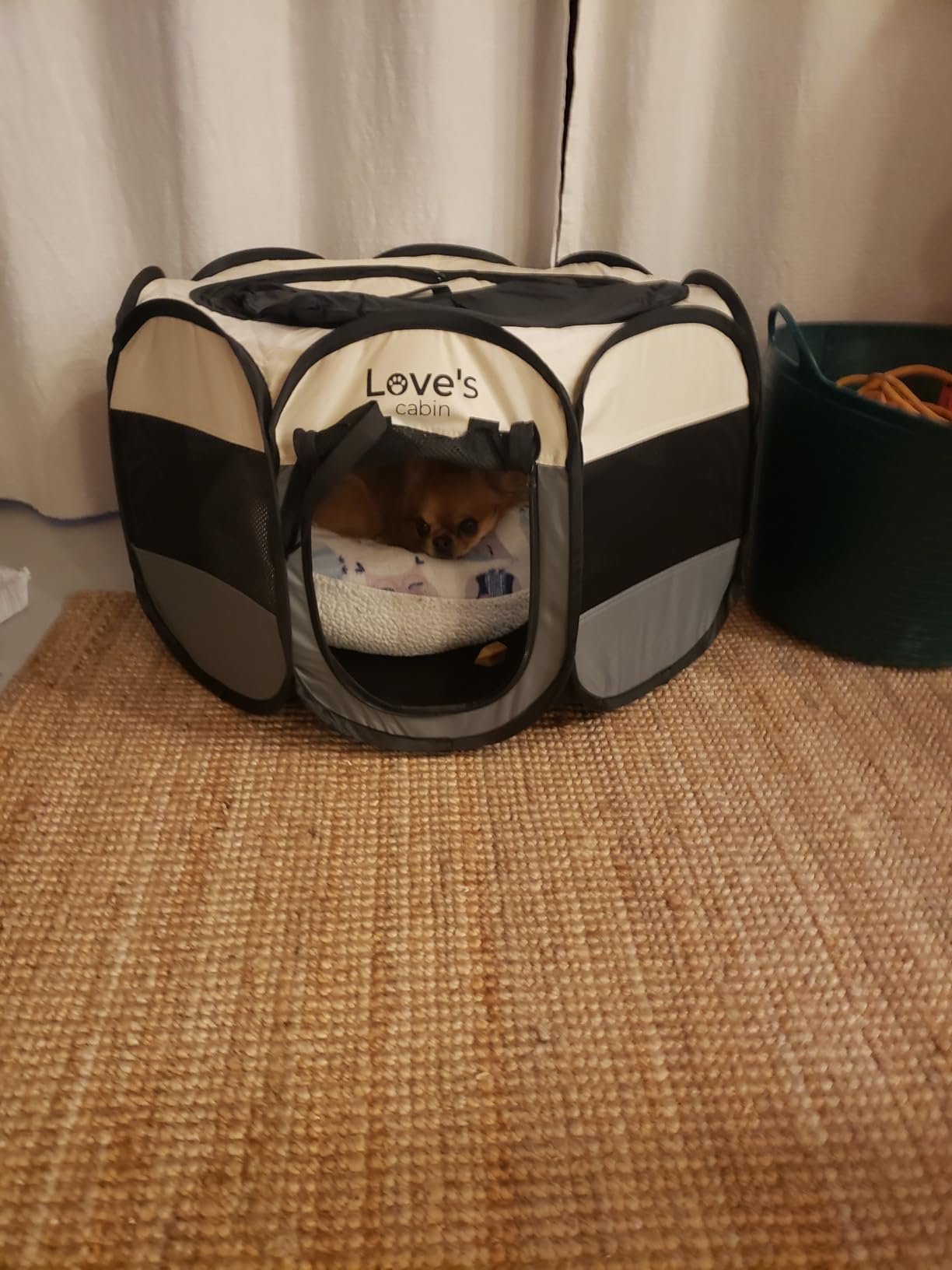 Love's cabin Pet Puppy Dog Playpen, Small Dog Tent Crates Cage Indoor/Outdoor, Portable Playpen for Cat, Foldable Pop Up Dog Kennel Playpen with Carring Case, Removable Zipper Top, Grey customer photo 1