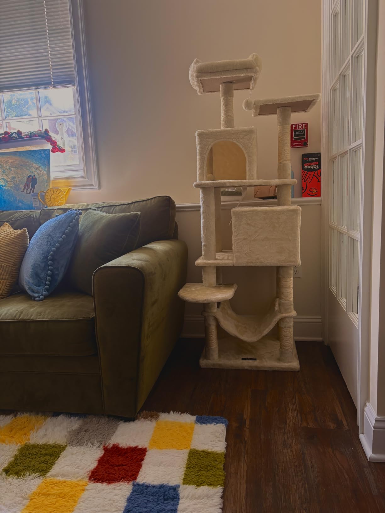 Feandrea Cat Tree, 59.5-Inch Tall Cat Tower, Multi-Level Condo, Light Gray | with 5 Scratching Posts, 2 Perches, 2 Caves, Hammock, 2 Pompoms, 2 Caves for Indoor Cats, Easy to Assemble, UPCT192W01 customer photo 1