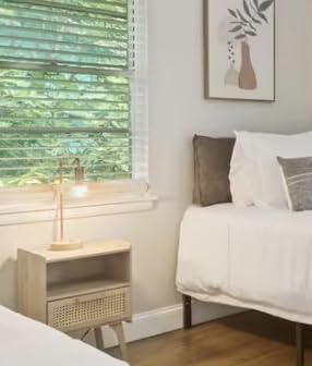 Lerliuo Rattan Nightstand, Boho Side Table with Drawer Open Shelf | Cane Accent Bedside End Table with Solid Wood Legs for Bedroom, Dorm and Small Spaces (Natural) customer photo 2