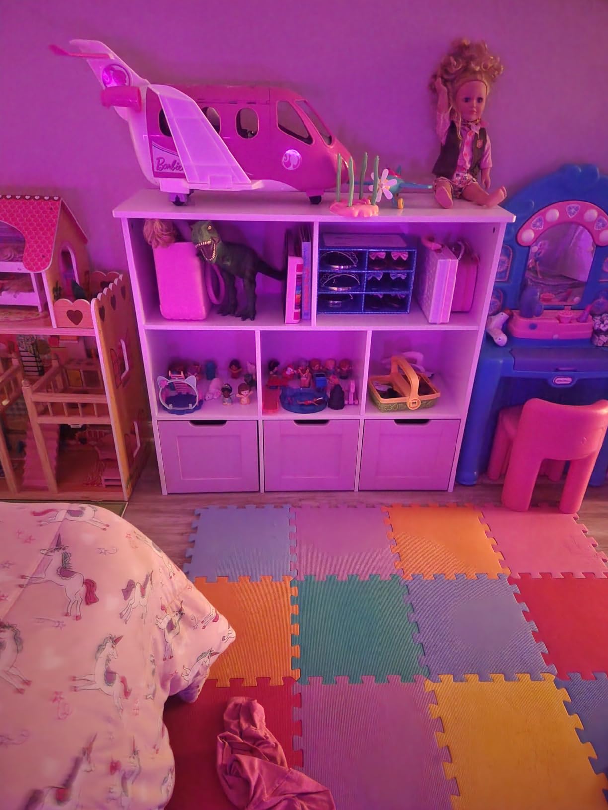 FOTOSOK Toy Storage Organizer with Movable Drawers, Toy Organizer for Kids | Toy Organizer with Hidden Wheels, Toy Storage and Stuffed Animal Storage for Playroom, Cube Storage Organizer, White customer photo 2