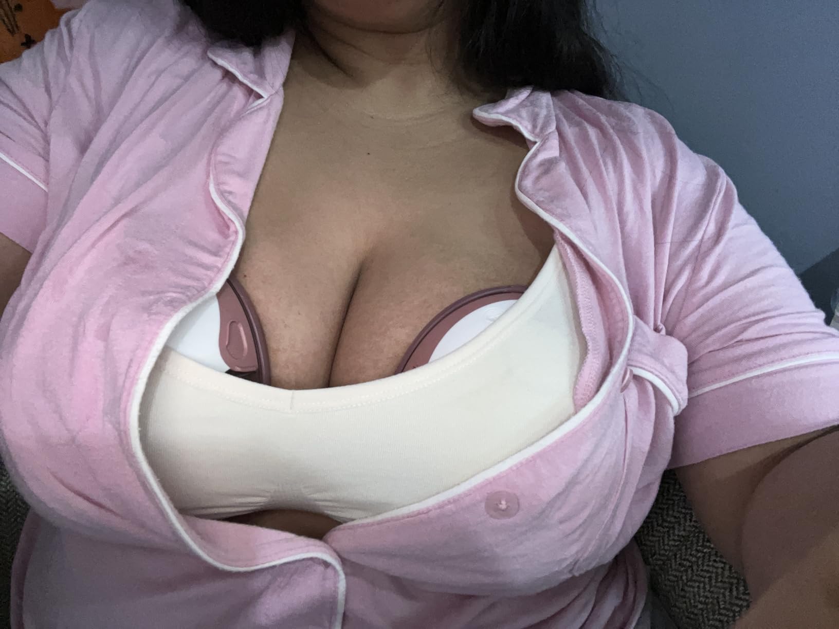 Momcozy Breast Pump Hands-Free Mobile Style Wearable M6 24mm, 2Pcs Cozy Red | Breastfeeding Pump Ideal Rhythm for More Milk, DoubleFit Flange More Fit and Discreet with 3 Modes 9 Levels, DoubleFit Flange customer photo 2