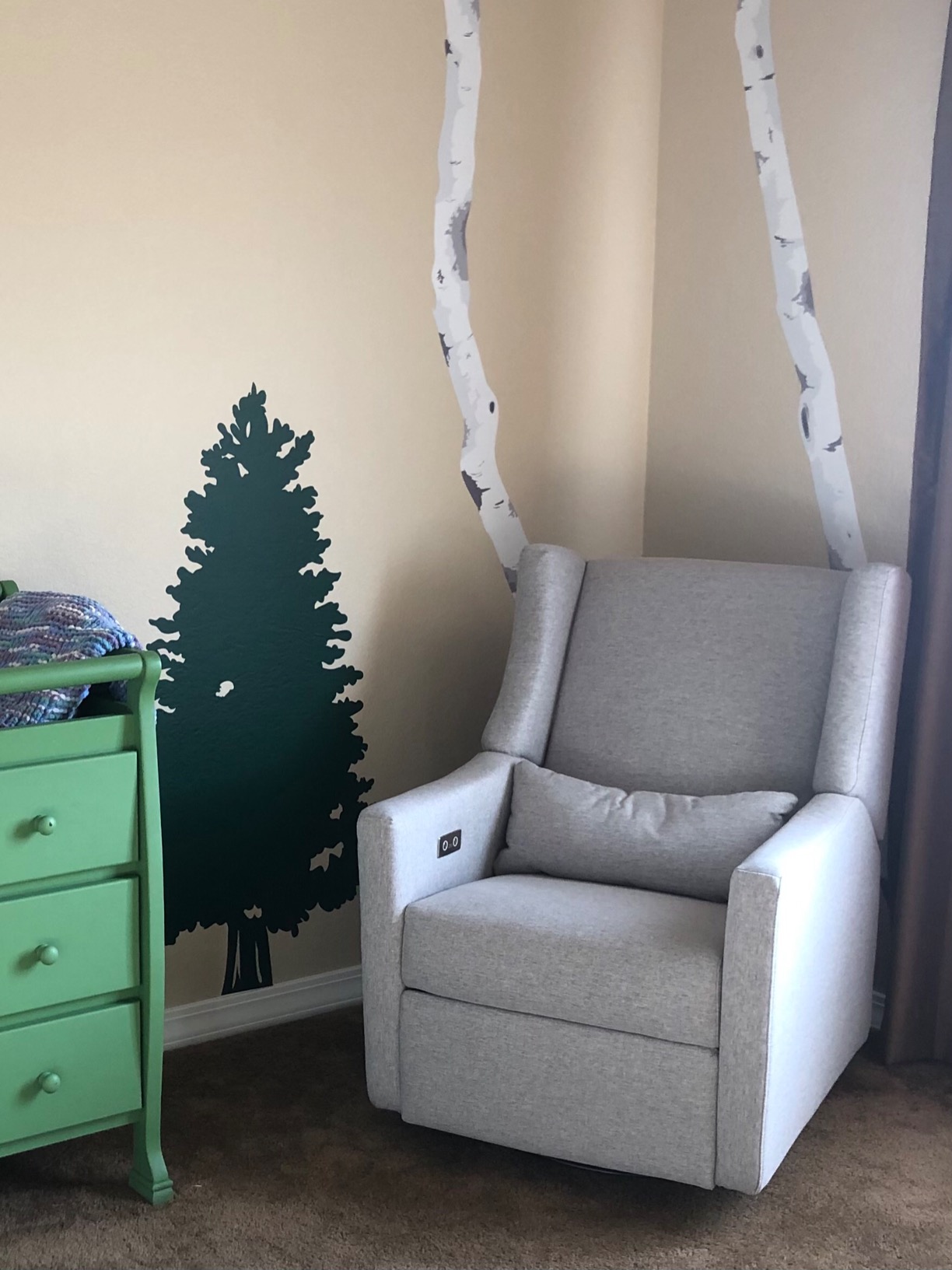 Babyletto Kiwi Electric Recliner Glider in Olive Boucle | GREENGUARD Gold and CertiPUR-US Certified - Power Recliner Nursery Chair w/ USB Ports - 270° Swivel, Easy Assembly customer photo 2