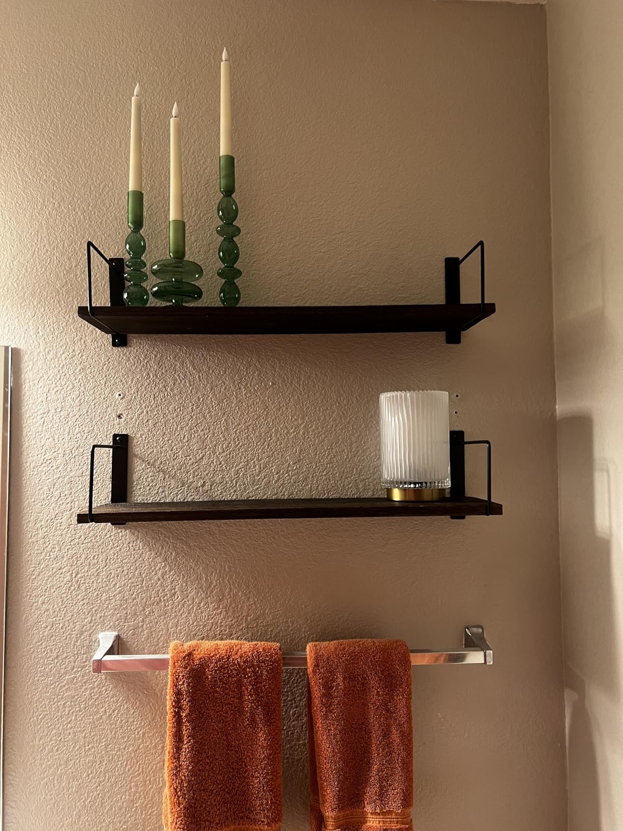 Floating Shelves, 24 Inches Shelves for Room Wall, Shelves on Wall (Brown) | Wall Shelves, Easy to Install Wall Mounted Shelves, Set of 3, Rustic Wood Shelves for Wall Decor, Hanging Shelves customer photo 2