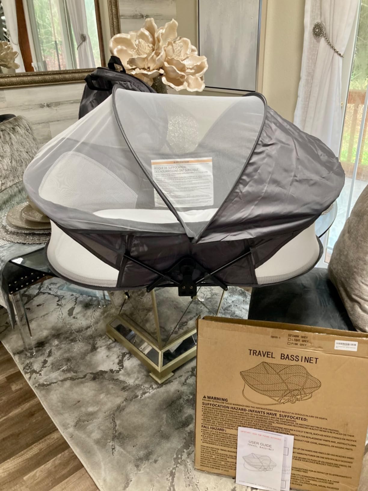 Soobaby Portable Travel Pod with Mosquito Net and Sunshade Canopy, Lightweight Washable, Gray customer photo 1