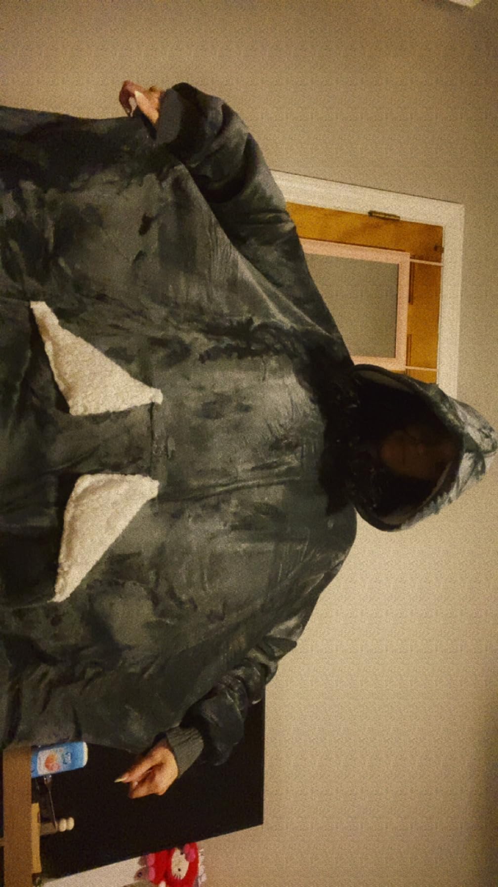 Touchat Wearable Blanket Hoodie, Oversized Sherpa Fleece Sweatshirt Blanket with Giant Hood Pocket and Sleeves for Adult customer photo 1
