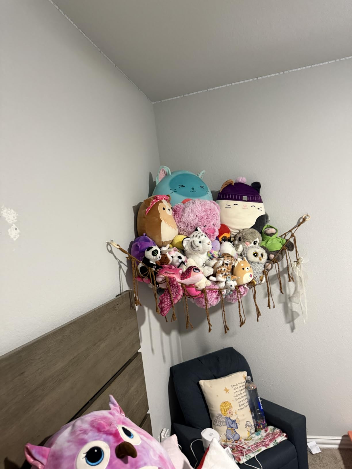 Stuffed Animal Storage Hammock or Net Corner - Large Toy Hammock Net for Stuffed Animals Room Decor - Cute Stuff Animal Organizer Plush Holder - Kids Baby Nursery Essentials Wall Bedroom Home Decor customer photo 1