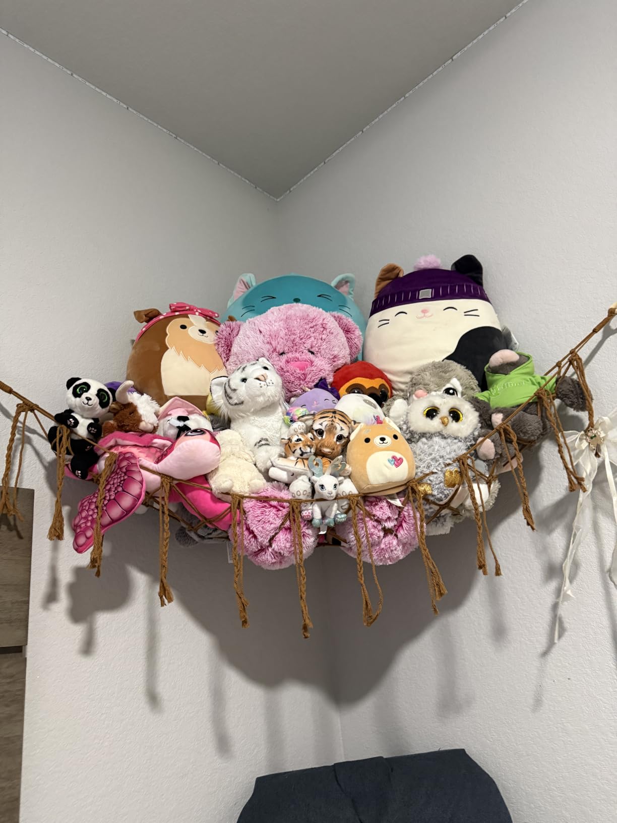 Stuffed Animal Storage Hammock or Net Corner - Large Toy Hammock Net for Stuffed Animals Room Decor - Cute Stuff Animal Organizer Plush Holder - Kids Baby Nursery Essentials Wall Bedroom Home Decor customer photo 2