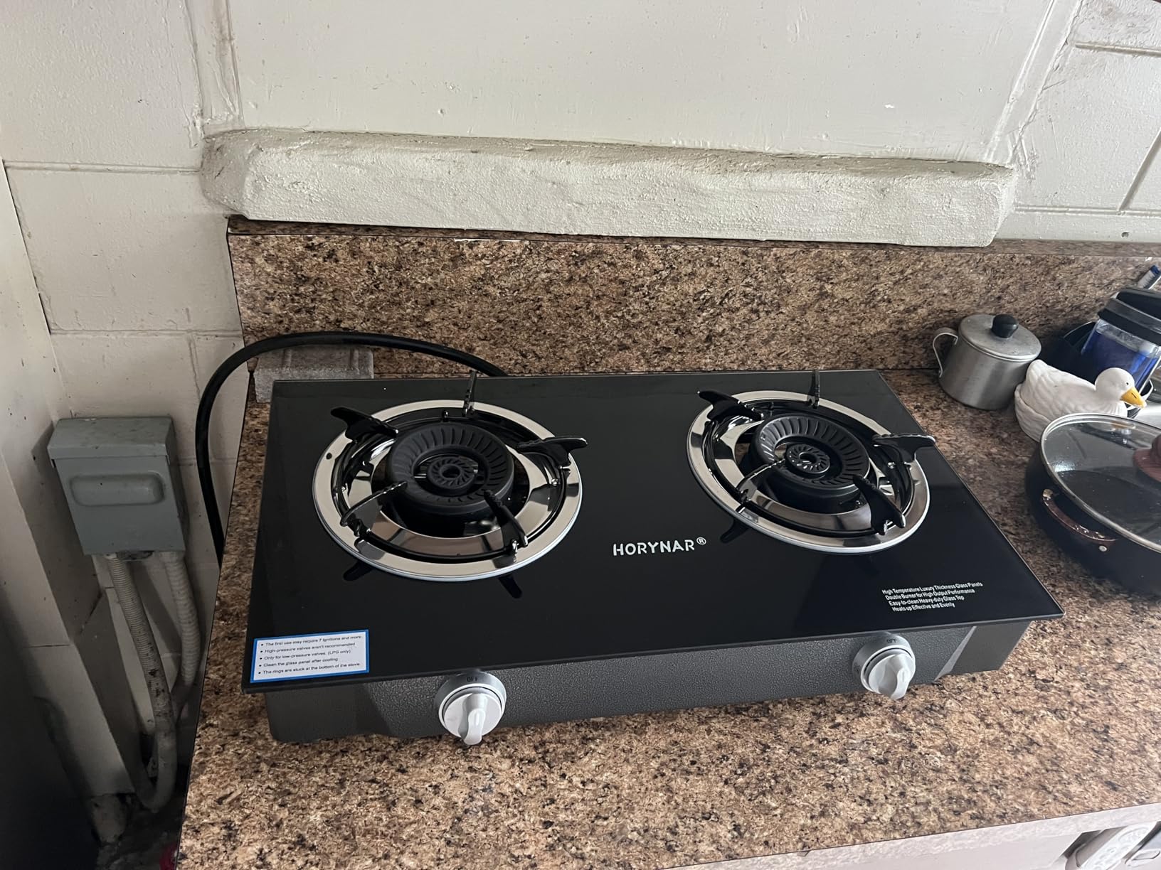 Horynar Propane Stove 2 Burner Gas Stove Auto Ignition 26000 BTU Tempered Glass Propane Burner LPG with CSA Hose for Outdoor Cooking, Emergency customer photo 1