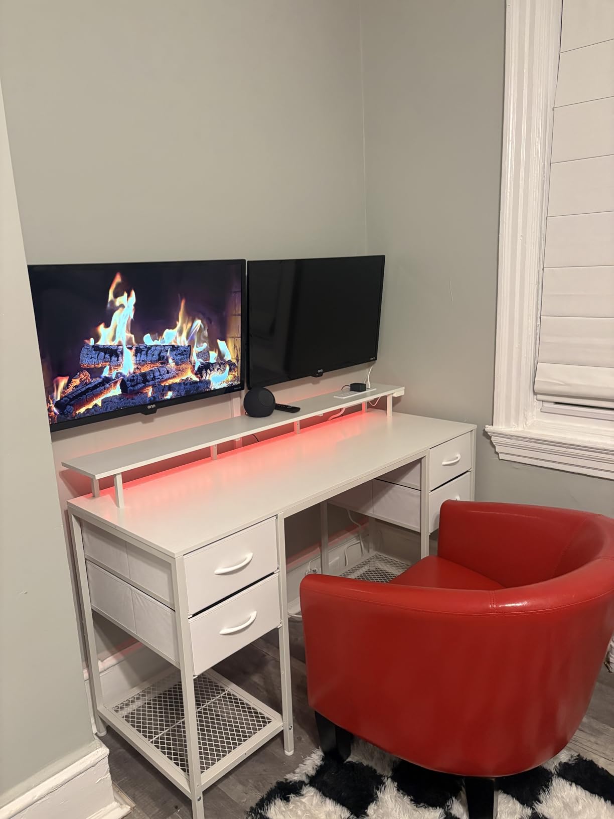 Huuger 47 inch Computer Desk with Power Outlets & 4 Drawers | Gaming Desk with LED Lights, Home Office Desk with Large Storage Space for Bedroom, Work from Home, Black customer photo 1