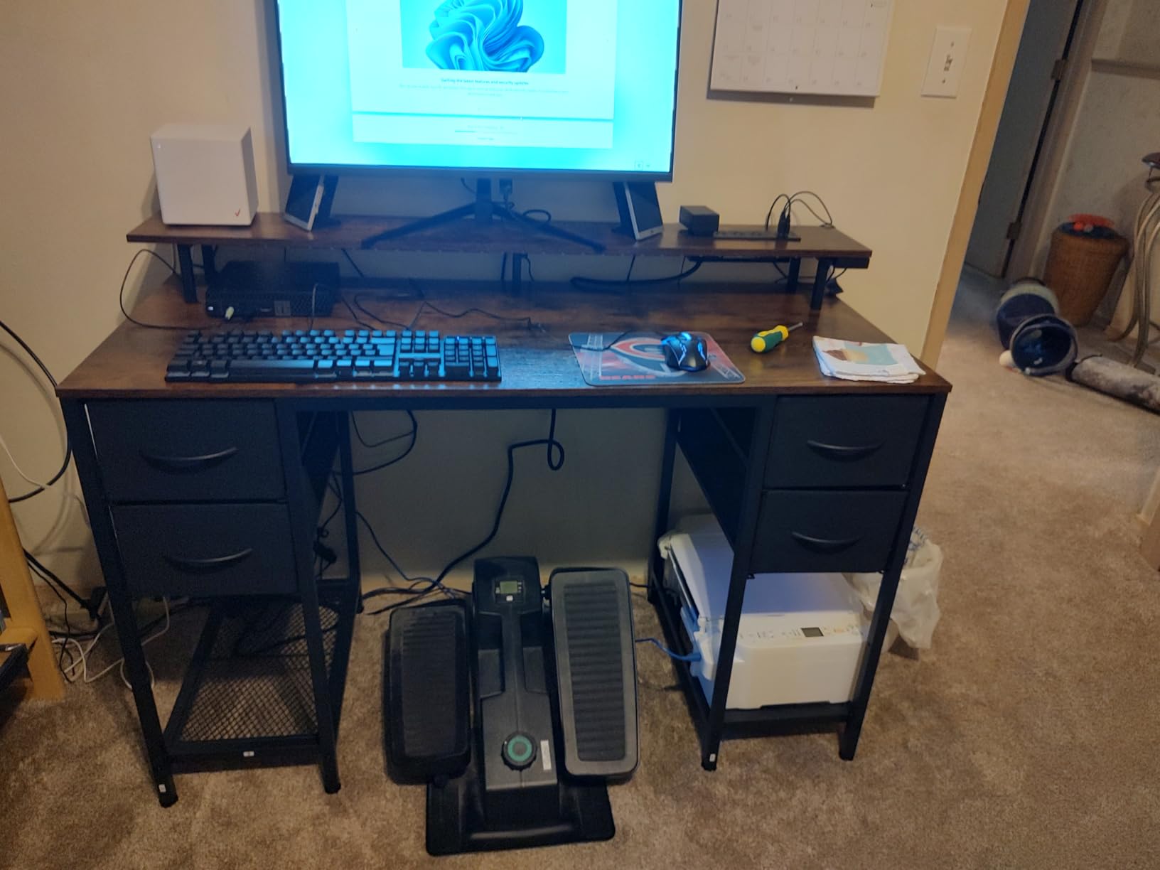 Huuger 47 inch Computer Desk with Power Outlets & 4 Drawers | Gaming Desk with LED Lights, Home Office Desk with Large Storage Space for Bedroom, Work from Home, Black customer photo 2