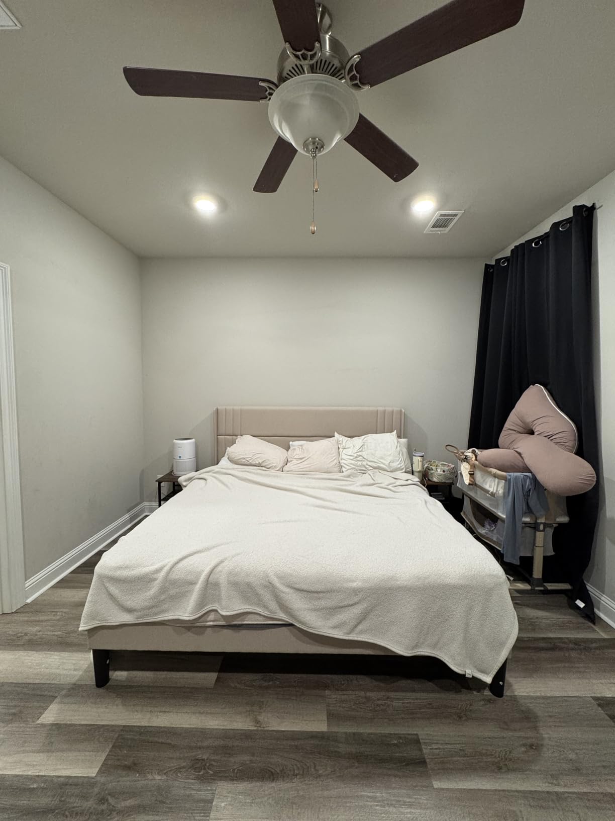 Gizoon Queen Bed Frame with Wingback Headboard, Upholstered Platform Bed | Bed Frame with Padded Headboard, Wooden Slats, Noise-Free, No Box Spring Needed, Easy Assembly, Beige customer photo 2