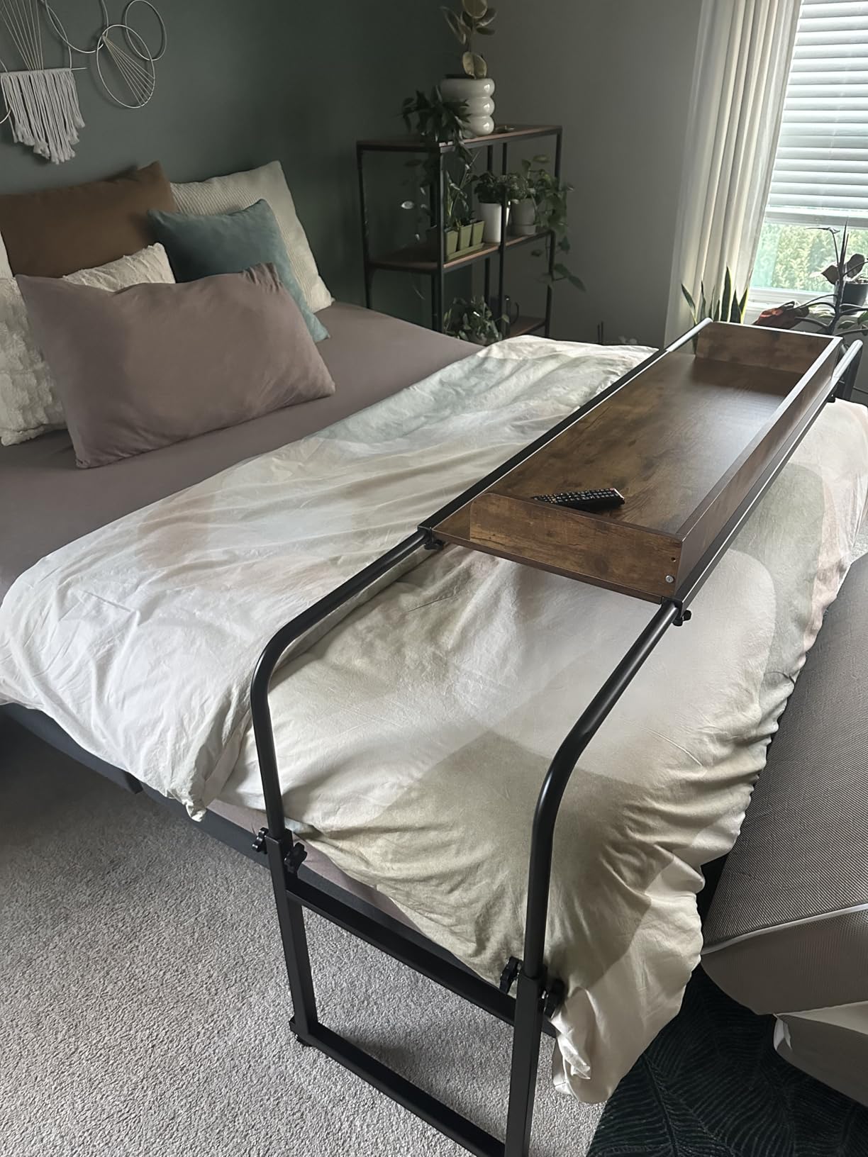 TigerDad Overbed Table with Wheels, Modern Style, Brown, 350lbs Weight Capacity customer photo 1